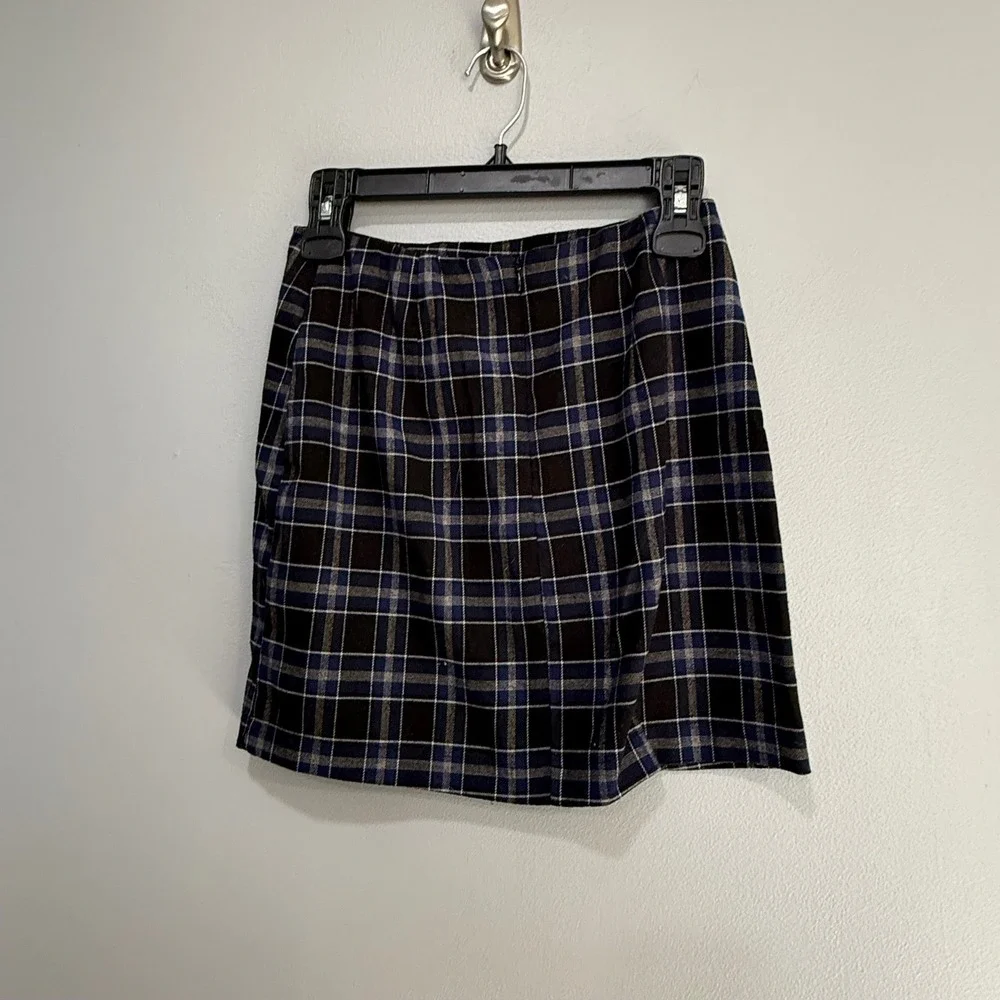 Eyeshadow Plaid Mini‎ Skirt Blue Black Tan Women's Size 3 academia